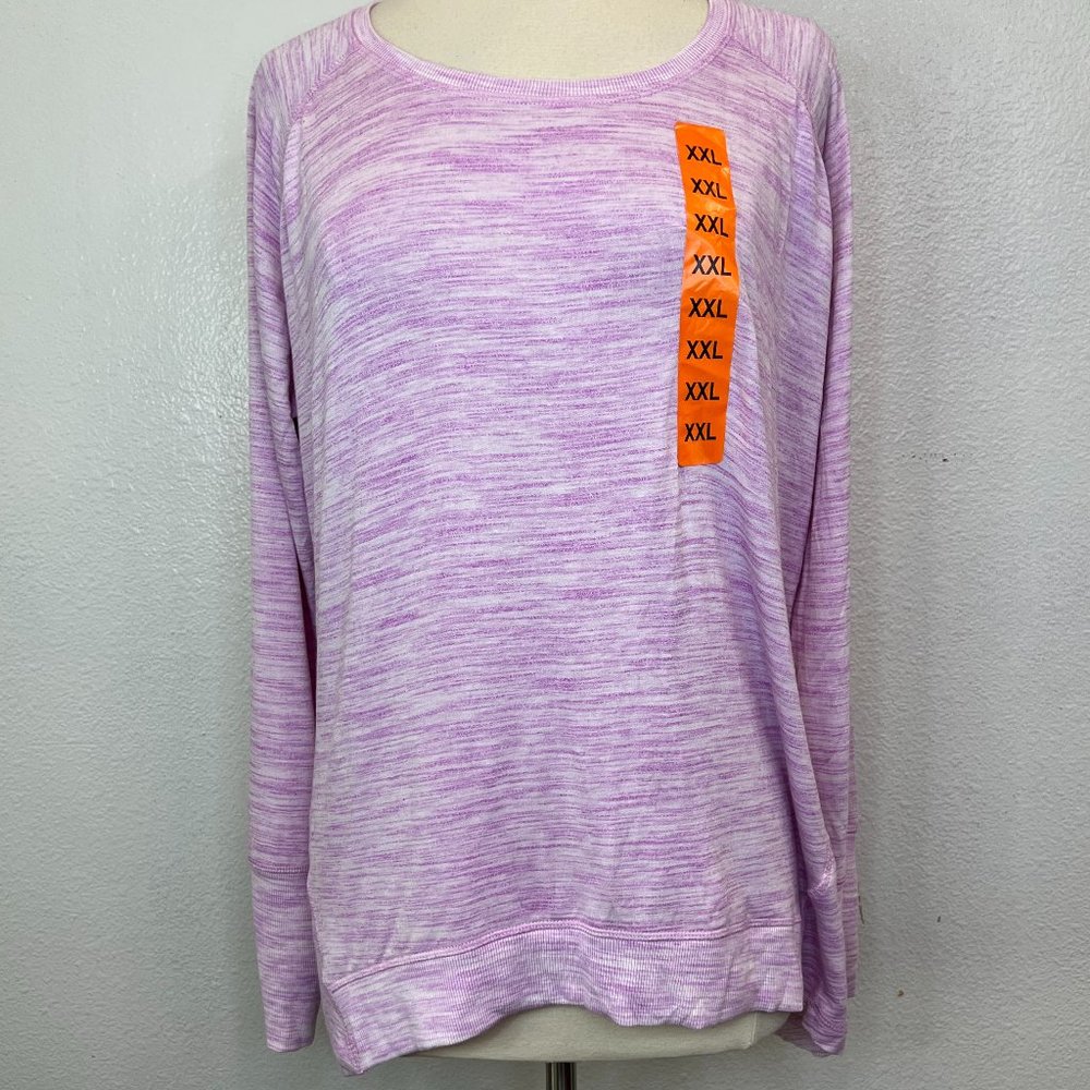 Champion Purple‎ Lightweight High-Low Hemline Crew Neck Long Sleeve Tee Size XXL